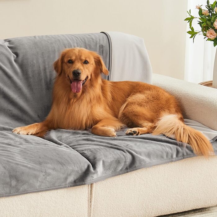 Водонепроникний плед 152x203 см для дорослих, собак, котів, захист меблів, сірий/світло-сірий