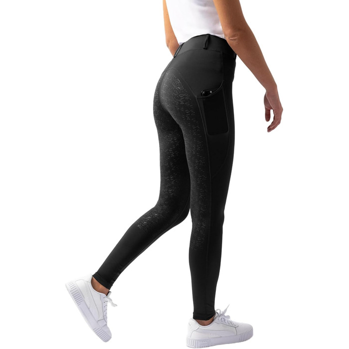 Легінси для верхової їзди HORZE DEA, чорні, з повним сидінням та кишенею для телефону, 40 розмір
