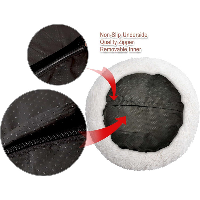 Кругле ліжко-лежанка для собак та котів, 80 см, білий колір. Знімне, washable.