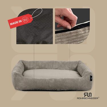 Крісло-ліжко для собак, миюче, для маленьких та середніх порід, з подушкою Cord, бежеве (70x50 см), з пакетиками для збору відходів, Cordstoff, широке