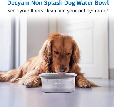 Миска для води для собак Decyam, 2L, не протікає, анти-розбризкування, срібна