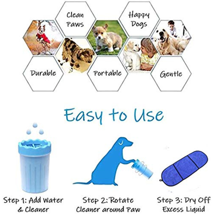 Очисник лап для собак з рушником, портативний пензлик для миття лап, масаж, догляд за лапами, видалення бруду для собак та котів