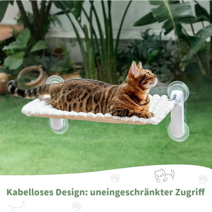 Ліжко для котів GUUSII HOME на вікно, розкладне, з присосками, 54x30 см (біле, M)