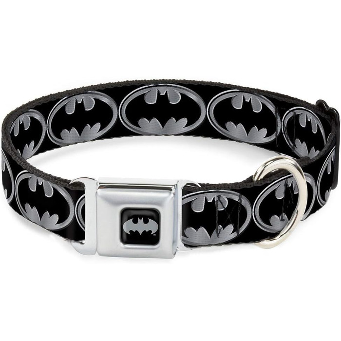 Buckle-Down нашийник для собак Batman, чорний/сріблястий, міцний, регульований