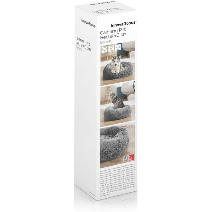 Крісло-лежанка для тварин InnovaGoods® Anti-Stress Bepess (40 см), сіре, Medium