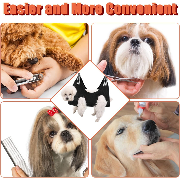 Набір для догляду за собаками та котами: щітка, триммер для нігтів, сумка для грумінгу, чорний, 7 шт.