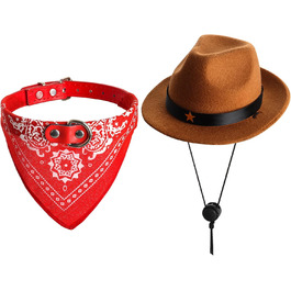 Ковбойський капелюх для собак - 2 шт. Костюм ковбоя для тварин, аксесуар для собак, котів, цуценят. Підходить для свят, вечірок та повсякденного носіння (середній)