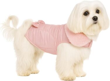 Зимовий теплий нашийник для собак Guzzi Rosa, 25 см, поліестер, машинне прання 30°C, м'яка флісова підкладка, з бантиком, рожевий фламінго 25 см