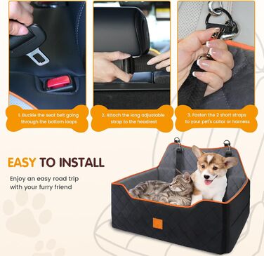 Автокрісло для собак до 25 кг або 2 маленьких собак, з пам'яті ефекту, з підставками для подушок, велике ліжко для тварин на заднє сидіння