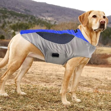 Підкладкова регульована куртка для собак, обігріваюча жилетка для собак з LED-підсвічуванням, зручна та вітронепроникна куртка для маленьких та середніх собак (XL, Синій та Сірий) XL Синій та Сірий