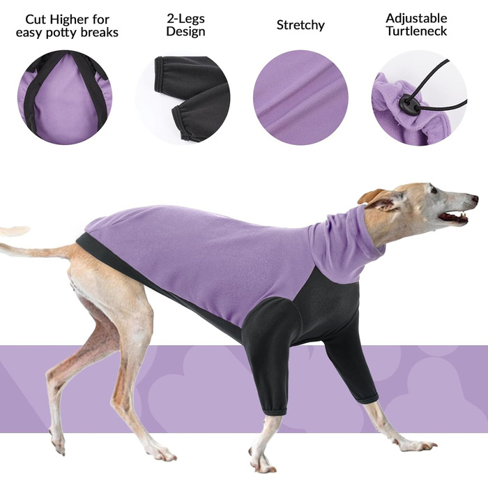 Тепла флісова роба для віндхундів (гріхунди), флісова куртка для віндхундів, одяг Gago для зими, зручний стиль для віндхундів, що мерзнуть (Армійний зелений, фіолетовий, S)