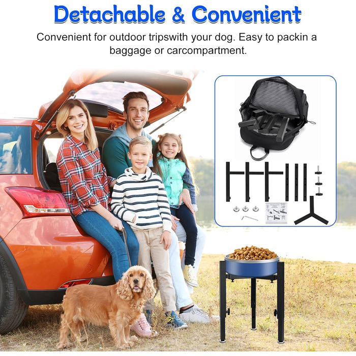 Підставка для корму для собак Triangle, регульована висота, метал, стабільна та протиковзна