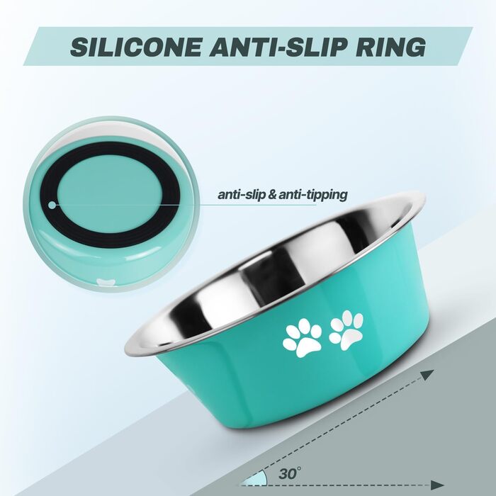 Набори мисок для собак та котів SUOXU з нержавіючої сталі (1560 мл, 2 шт.) з антиковзною основою, для великих, середніх та маленьких порід