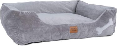 Крісло-ліжко для собак Buddy, середніх порід, сіре, 85x70 см, знімний чохол