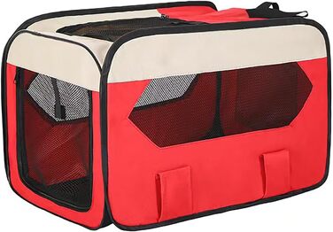 Складана переносна переноска для собак та котів, 600D водовідштовхувальне полотно, для подорожей та дому (XL-80x56x56, S-50x30x30, Червоний)