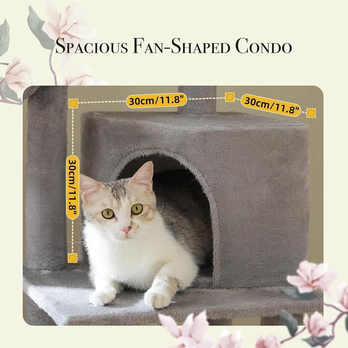 Дерево для котів PETEPELA з високою покрівлею та великою печерою (сірий)