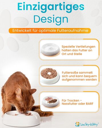 Керамічна миска для котів Lucky-Kitty XL, 27 см, для всіх порід та віку | Миска для корму котів, стійка до миття в посудомийній машині