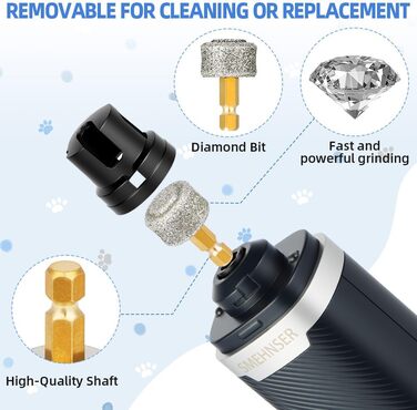 Електричний точило для собачих кігтів 2 шт. Точило для котячих кігтів 3 швидкості. LED дисплей, тиха робота.