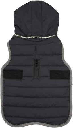 Теплий зимовий одяг для собак - куртка з капюшоном, в клітинку, темно-сіра, розмір M (45-55 см)