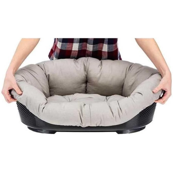 Ліжко для собак Ferplast - зручна лежанка для тварин з пластикового кошика, 114 x 83 x 37 см, сірий колір