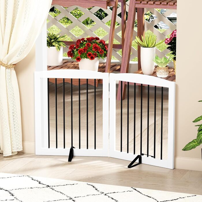 Гілка для собак HOLTICO: захисний бар'єр без свердління, металевий, дерев'яний, для дому, складна, білий, 3 панелі