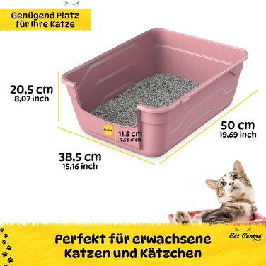 Лоток для котів з високим бордюром, без кришки, рожевий + кремовий, розмір L 50 x 38,5 см