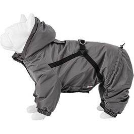 Зимовий теплий костюм-куртка для собак Hugo & Hudson, вітронепроникний з капюшоном, на застібках, сумісний з шлейкою, сірий, розмір S35