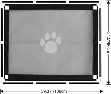 Бар'єр для собак та котів, захист від сходів, без свердління, 100x80 см, чорний