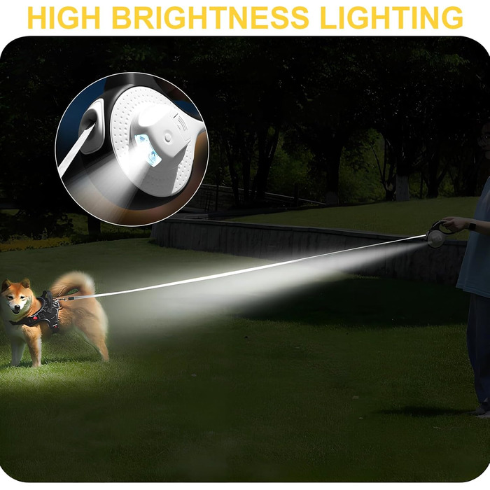 Висувна поводок Colexy для собак та котів з LED-підсвічуванням, 3м, до 15кг