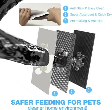 Килимок для годівлі собак та котів, 60 x 40 см, швидковисихаючий, неслизький, легко миється (сірий)