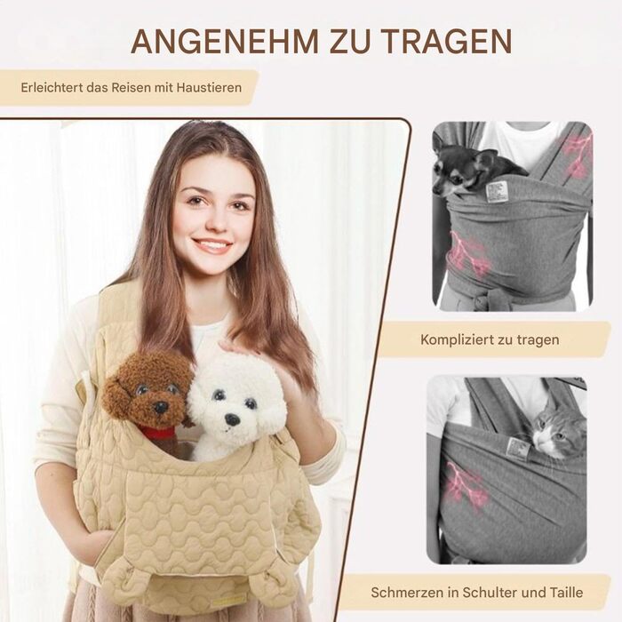 Рюкзак для собак і котів Sghtil: зручний, вентильований, для прогулянок та подорожей (Khaki)