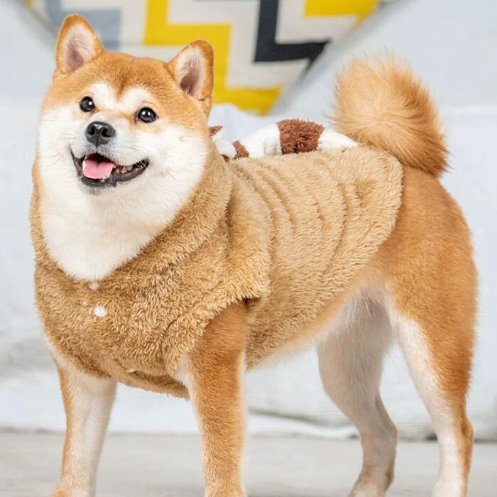 Костюм для собак MuYaoPet на Хелловін: милий вигляд єнота, теплий флісовий халат/куртка для собак та котів, зимовий одяг для маленьких, середніх та великих собак (розмір M), 4XL (обхват грудей 86 см | вага 23-36 кг), коричневий