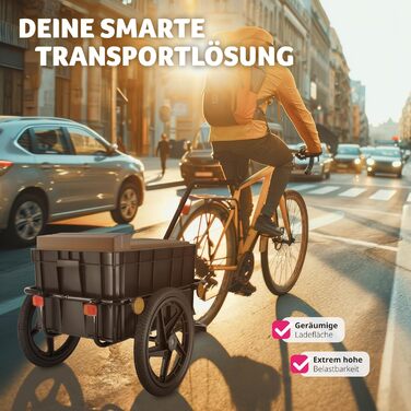 Тектейк® 2-в-1: Причіп для велосипеда, вантажний причіп та візок, аксесуари для велосипеда, гірського велосипеда та електровелосипеда, транспортний візок з кріпленням для велосипеда, з покриттям та повітряними колесами