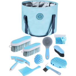 Набір для догляду за конями Harrison Howard, 9 предметів, блакитний. Органайзер, сумка для перенесення
