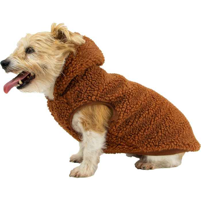 Пуловер для собак Ancol Teddy Sherpa з флісу, теплий та затишний, колір теракота, розмір L. З отвором для шлейки.