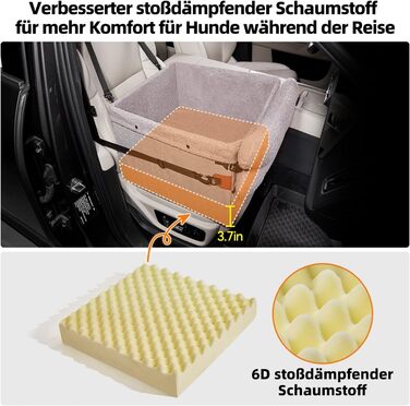 Автокрісло для собак - велике, чорне/сіре, з кишенями та поворотком, для собак середніх та великих порід