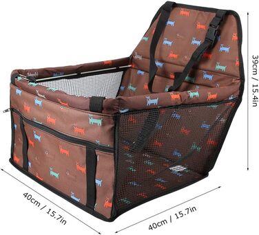 Зручний автокрісло для собак Lyrlody, 3-в-1, з підсумком, дихаючий, з ременями безпеки (колір: коричневий)