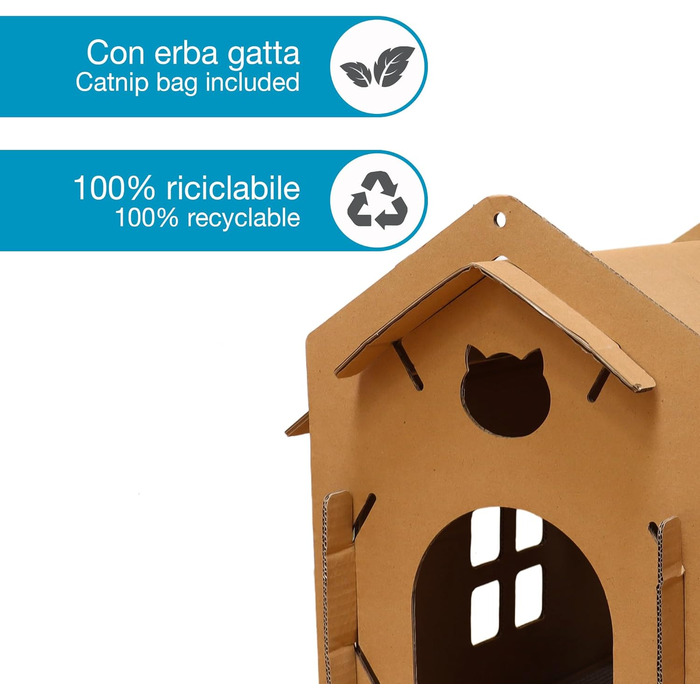 Котячий будиночок-дряпалка Croci з картону, 42x35x50 см, багатокольоровий