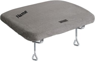 Кішка ліжко для вікна Lionto, м'яке, плюшеве, 35x50 см, для монтажу без свердління, знімний та пральний чохол, до 15 кг, темно-сірий (з написом)