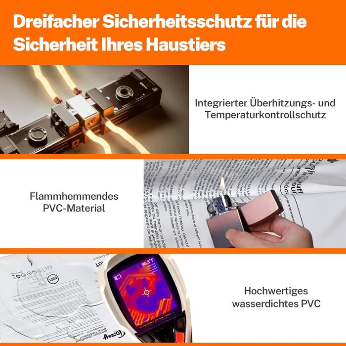 Топіркова ковдра Toozey для домашніх тварин з водонепроникним покриттям та кабелем, стійким до кусання, автоматичне регулювання температури, 70x40 см, сіра