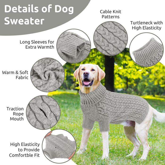 Теплий в'язаний пуловер для собак CITE TOILE різних розмірів, сірий