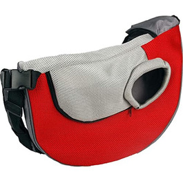 Сумка для собак Flamingo Hundetasche Skip – червоно-сіра, 50x14x30 см, поліестер, з вентиляцією та відділенням