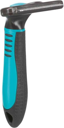 Тріксі Щітка-гребінець для видалення підшерстка - змінний гребінець, нержавіюча сталь, гумовий грифель - чорний/синій (7 x 15 см) - для собак та котів