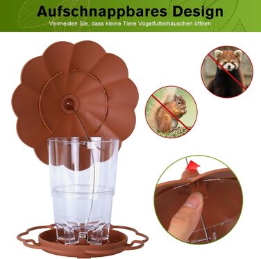 Кормушка для птахів на підвіску, 820 мл, складана, вологостійка, пластикова, для балкона та саду (колір: коричневий)