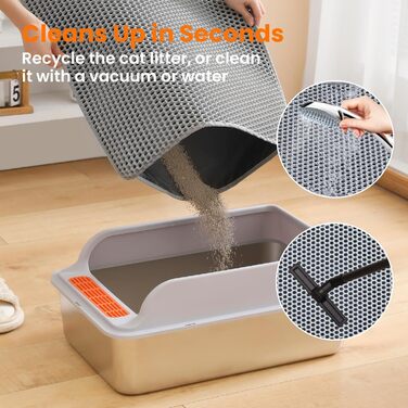 Килимок для котячого туалету Petinstinct, 116x66 см, XXL, сірий