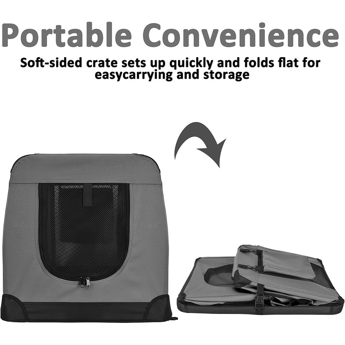 Транспортна переноска для собак PISPET - складана переноска з м'якою підкладкою, зручне собаче ліжко (80x55x55 см), антрацит-сірий