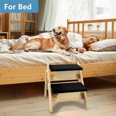 Двостороння дерев'яна пандус для собак з 2 сходинками, 58 см - пандус та сходи для маленьких та середніх собак