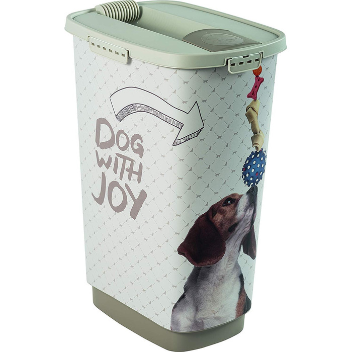 Контейнер для кормів для тварин Rotho MyPet Cody 50л з кришкою та дозатором, поліпропілен (BPA-free), бежевий/білий