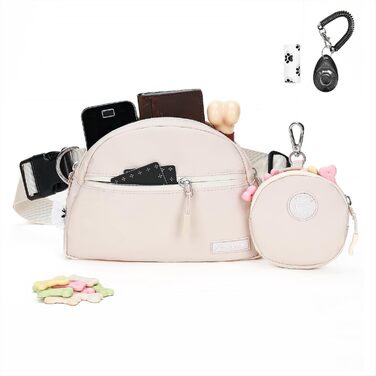 Сумка для дресирування собак Leckerlibeutel, кремового кольору, з контейнером для відходів та тримачем пакетів