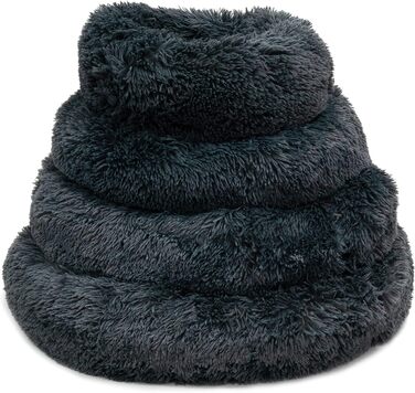 Кругле плюшеве ліжко для собак та котів Fur & Bone, 60 см, темно-сірий, самонагріваючеся, з водонепроникною основою